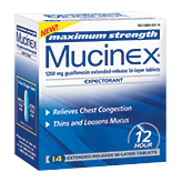 Mucinex Expectorant maximum strength, extended-release bi-layer tablets Left Picture